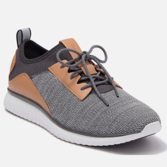 Cole Haan Grand Motion Men’s Knit Sneaker Quiet Shade Grey/Sesame Tan 11.5 EUC